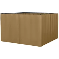 Outsunny Replacement Gazebo Curtains 4-Panel Sidewalls with Zipper for 3 x 3 (M) Yard Gazebos Canopy Tent, Brown(m-1)