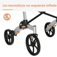 HOMCOM Andador para Ancianos Plegable de Aluminio con Altura Regulable Asiento 4 Ruedas Frenos Manuales Reposabrazos y Cesta para Personas Mayores 73x64x106-136 cm Gris(m-7)