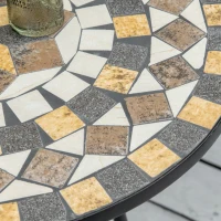 Outsunny Masa Rotunda Stil Bistro de 60 cm cu Mozaic pentru Gradina, Veranda, Exterior, Balcon, Gri(m-4)