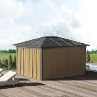 Outsunny Replacement Gazebo Curtains 4-Panel Sidewalls with Zipper for 3 x 3 (M) Yard Gazebos Canopy Tent, Brown(m-10)