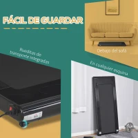 HOMCOM Cinta de Correr Eléctrica 1-6km/h Cinta de Andar Portátil con Pantalla LED Control Remoto Bluetooth Ruedas de Transporte para Casa Oficina 134x58x10 cm Negro(m-6)