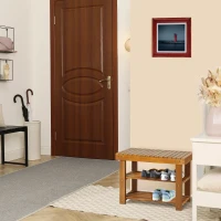 HOMCOM Acacia Wood Shoe Bench,  3-Tier Shoe Storage Rack, Hallway Organizer Shelf, for Entryway, Living Room, Bedroom, 70 x 28 x 45 cm, Teak(m-8)