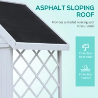 Outsunny Wooden Arbour Double Seat Bench with Storage Box Lattice Side Solid Roof Outdoor Garden Furniture Chair, White(m-4)