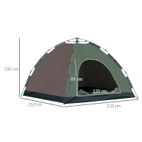 Outsunny Tenda da Campeggio Pop-Up per 4 Persone, con Borsa da Trasporto, Ganci e Tasche, 210x210x135cm(m-3)
