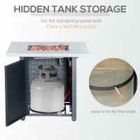 Outsunny Square Propane Gas Fire Pit Table, 40000 BTU Rattan Smokeless Firepit Patio Heater with Lava Rocks and Lid, 71cm x 71cm x 62cm, Black(m-5)