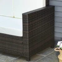 Outsunny Poly-rotan bank met kussens 3-zits loungebank tuin metaal polyester bruin(m-9)
