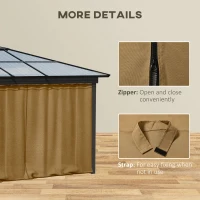 Outsunny Replacement Gazebo Curtains 4-Panel Sidewalls with Zipper for 3 x 3 (M) Yard Gazebos Canopy Tent, Brown(m-6)