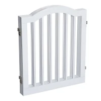 Pawhut Wooden Dog Gate For Stairs Stepover Panel Pet Fence Folding Safety Barrier-White(m-7)