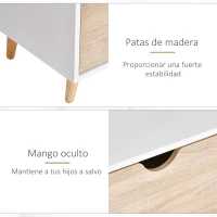 HOMCOM Soporte de TV sobre patas estilo escandinavo 2 cajones roble claro blanco(m-5)