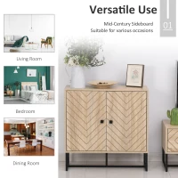 HOMCOM MDF 2-Tier Storage Cabinet Steel Frame Handles Tabletop Unique Home Style Organiser, 80H x 80L x 29.5Wcm-Oak(m-4)