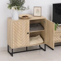 HOMCOM MDF 2-Tier Storage Cabinet Steel Frame Handles Tabletop Unique Home Style Organiser, 80H x 80L x 29.5Wcm-Oak(m-12)