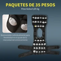 HOMCOM Chaleco de entrenamiento de 30 kg de peso con 35 bolsas de peso entrenamiento de fuerza ajustable fitness Oxford metal negro 60 x 50 cm(m-5)
