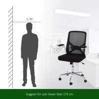 Vinsetto Mesh Swivel Office Chair with Flip-Up Arm, Lumbar Support, Home Task High Back Chair Adjustable Height, Black(m-4)