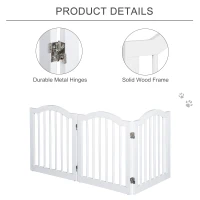Pawhut Wooden Dog Gate For Stairs Stepover Panel Pet Fence Folding Safety Barrier-White(m-6)
