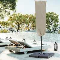 Outsunny Garden Parasol Cover with Rod, Zipper, Khaki(m-2)