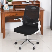 Vinsetto Mesh Swivel Office Chair with Flip-Up Arm, Lumbar Support, Home Task High Back Chair Adjustable Height, Black(m-14)