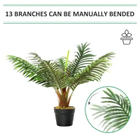Outsunny 60cm/2FT Artificial Palm Tree Decorative Plant 8 Leaves with Nursery Pot, Fake Tropical Tree for Indoor Outdoor Décor(m-6)