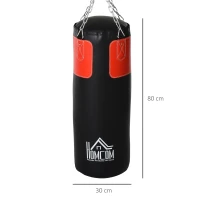 Juego de sacos de boxeo HOMCOM, juego de boxeo con guantes de boxeo, juego lleno para adultos, jóvenes, saco pesado de boxeo colgante, 16 kg, diámetro 30 x 120 cm, negro y rojo(m-3)