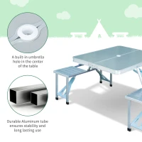 Outsunny Aluminum Portable Picnic Table Chair Set(m-4)