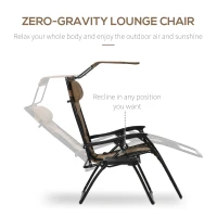 Outsunny Zero Gravity Lounger Chair, Folding Reclining Patio Chair with Shade Cover, Cup Holder, Soft Cushion and Headrest for Poolside, Camping, Brown(m-4)