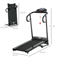 HOMCOM Caminadora eléctrica plegable - 1 a 10 Km/h - pantalla LED multifunción - potencia 600 W - acero negro(m-3)