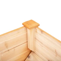 Outsunny macetero elevado de madera macetero para hierbas con agujero de drenaje gancho macetero con patas madera maciza natural 124 x 60 x 81 cm(m-7)