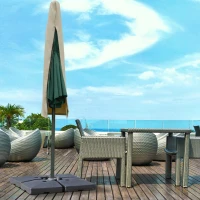 Outsunny Garden Parasol Cover with Rod, Zipper, Khaki(m-10)