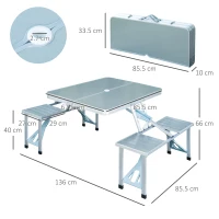 Outsunny Aluminum Portable Picnic Table Chair Set(m-3)