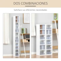 HOMCOM Mueble de almacenamiento de CDs con estante de columna 12 compartimentos 21L x 20l x 175H cm capacidad máxima 204 CDs haya(m-6)