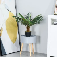 Outsunny 60cm/2FT Artificial Palm Tree Decorative Plant 8 Leaves with Nursery Pot, Fake Tropical Tree for Indoor Outdoor Décor(m-10)