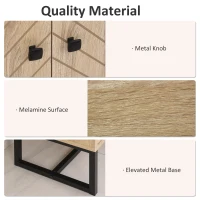 HOMCOM MDF 2-Tier Storage Cabinet Steel Frame Handles Tabletop Unique Home Style Organiser, 80H x 80L x 29.5Wcm-Oak(m-6)