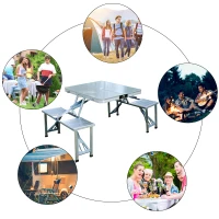 Outsunny Aluminum Portable Picnic Table Chair Set(m-7)