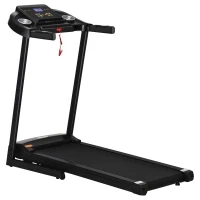 Cinta de correr HOMCOM, plegable, eléctrica, 500 W, 1-12 km/h, pantalla LED, soporte para bebidas y soporte para teléfono móvil, muy adecuada para gimnasio en casa, fitness en interiores, negro, 134 x 60 x 118 cm(m-1)