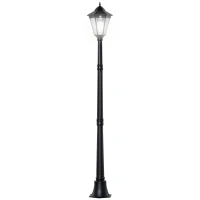 Outsunny 1.9M Garden Lamp Post Light, IP44 Outdoor LED Solar Powered Lantern Lamp with Aluminium Frame for Patio, Pathway and Walkway, Black(m-1)
