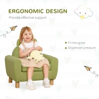 HOMCOM Kids Sofa Toddler Chair Children Armchair for Preschool Bedroom Playroom with Ear Modeling Wood Green(m-5)