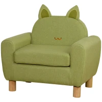 HOMCOM Kids Sofa Toddler Chair Children Armchair for Preschool Bedroom Playroom with Ear Modeling Wood Green(m-11)