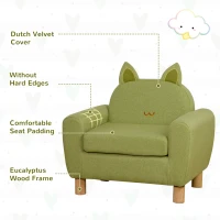 HOMCOM Kids Sofa Toddler Chair Children Armchair for Preschool Bedroom Playroom with Ear Modeling Wood Green(m-4)