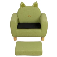 HOMCOM Kids Sofa Toddler Chair Children Armchair for Preschool Bedroom Playroom with Ear Modeling Wood Green(m-9)
