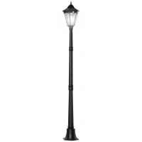 Outsunny 1.9M Garden Lamp Post Light, IP44 Outdoor LED Solar Powered Lantern Lamp with Aluminium Frame for Patio, Pathway and Walkway, Black(m-11)