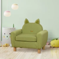 HOMCOM Kids Sofa Toddler Chair Children Armchair for Preschool Bedroom Playroom with Ear Modeling Wood Green(m-10)