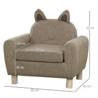 HOMCOM Kids Sofa Toddler Chair Children Armchair for Preschool Bedroom Playroom with Ear Modeling Wood Brown(m-3)