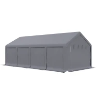 Outsunny Cort de petrecere 4 x 8 m pentru exterior, Cort pavilion , Gri inchis(m-1)