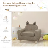 HOMCOM Kids Sofa Toddler Chair Children Armchair for Preschool Bedroom Playroom with Ear Modeling Wood Brown(m-7)