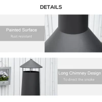 Outsunny semineu de 133 cm inaltime pentru exterior, arzator de gradina, terasa, cu spatiu pentru depozitarea lemnelor si vatrai(m-6)