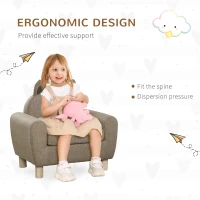 HOMCOM Kids Sofa Toddler Chair Children Armchair for Preschool Bedroom Playroom with Ear Modeling Wood Brown(m-5)