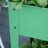 Outsunny verhoogd bed met wielen en plank, metaal, groen, 104 x 39 x 80 cm(m-8)