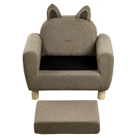 HOMCOM Kids Sofa Toddler Chair Children Armchair for Preschool Bedroom Playroom with Ear Modeling Wood Brown(m-9)