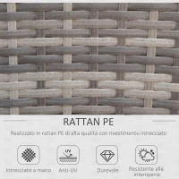 Outsunny Set Salotto da Giardino in Rattan PE con Divano 3 Posti, 2 Poltrone e Tavolino con Vetro, Grigio(m-4)
