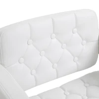 HOMCOM Metal Swivel Bar Stool PU Back Arm Rest Chrome Base Pub Barstool Gas Lift Height Adjustable Kitchen Breakfast Chair Modern Style (White)(m-8)