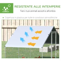 PawHut Pollaio da Giardino con Telaio Zincato, Copertura Impermeabile e Rete Esagonale, 3x2x2m, Argento(m-4)